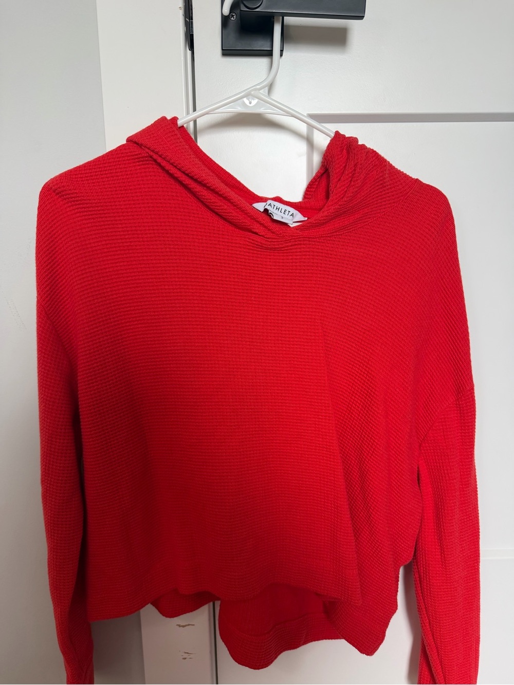 Athleta Bright Red Hooded Waffle Pullover